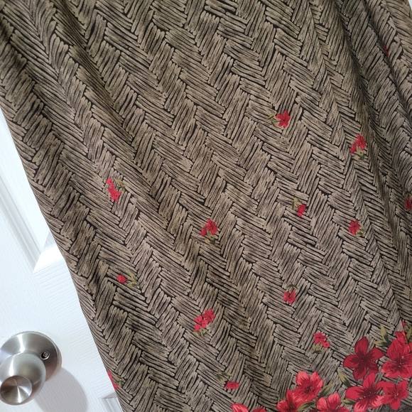 Vintage brown red floral print hem a line midi wrap skirt Tanjay Petites 14 P - Picture 3 of 11